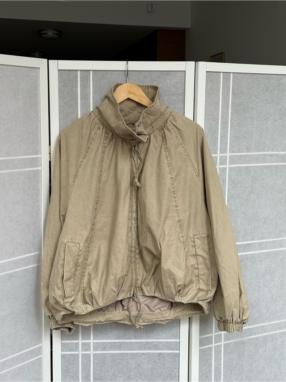 BNWT Free People Chelsea funnel neck jacket in oatmeal - Picture 2 of 3